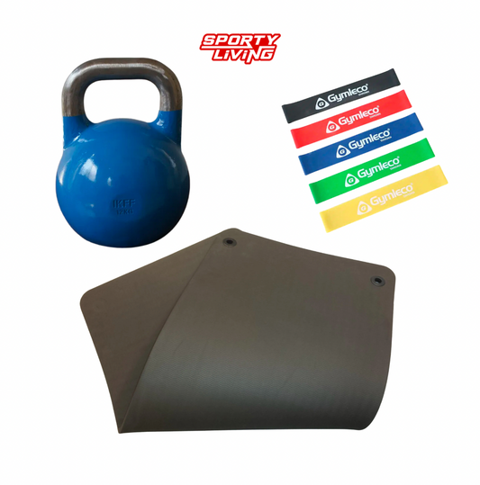 Styrkepakke til Hjemmetrening - Kettlebell 12 kg + Treningsmatte + Minibands   ﻿En helt super pakke til ditt hjemmegym, hvor du har muligheten til å utføre en rekke ulike treningsformer og øvelser. Ta med deg utstyret på farten, eller bruk det hjemme i stua eller på ditt private treningsrom. Pakken inneholder en kettlebell på 12 kg, en treningsmatte og en komplett pakke med minibands fra gymleco. Kjøp idag hos SportyLiving!